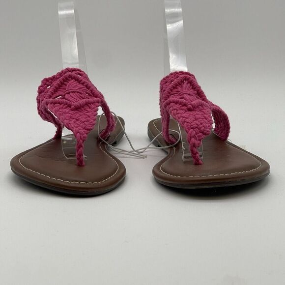 NWT BONGO Sandals Womens Size 9 Pink Crochet Strap Boho Macrame Thong Flip Flop - Picture 4 of 14